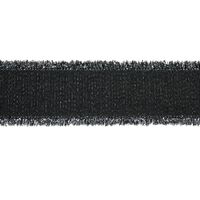 Franje lint glitterrand 16mm - Grosgrain Zwart Zilver (030)