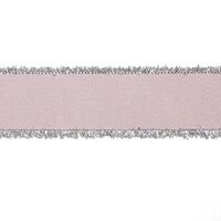 Franje lint glitterrand 16mm - Grosgrain Parel Roze Zilver (123)