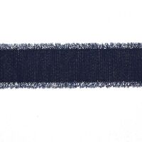 Franje lint glitterrand 16mm - Grosgrain Marine Zilver (370)