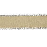 Franzenband Glanzrand 16mm - Ripsband Raw Silk Silber (826)
