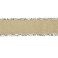 Franje lint glitterrand 16mm - Grosgrain Raw Silk Zilver (826)