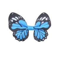 Schmetterling 65x50mm - Ripsband Aqua Schwarz Weiß