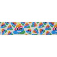 Ripsband Cartoon 22mm - Emoji Poo Regenbogen