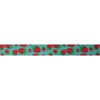 Lint met print 10mm - Aardbeien Tiffany Rood Groen