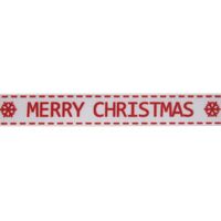 Ripsband Weihnachten 16mm - Stitch Merry Christmas Weiß Rot