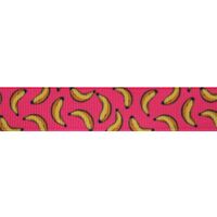 Lint met print 16mm - Bananen Pink Geel