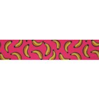 Lint met print 16mm - Bananen Pink Geel