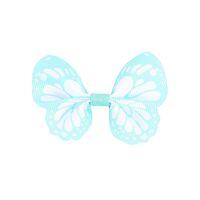 Vlinder 65x50mm - Grosgrain Licht Turquoise Wit