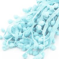 Pompom band 10mm (afmeting bolletje) - Licht Blauw