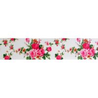 Ripsband Blumen 25mm - Rosen Weiß Pink