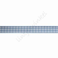 Geruit lint 10mm (rol 22 meter) - Licht Antiek Blauw