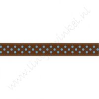 Satinband Punkte 10mm - Braun Aqua