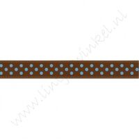 Satinband Punkte 10mm - Braun Aqua