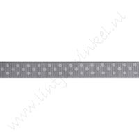 Ripsband Punkte 10mm - Hell Grau Weiß