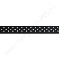 Ripsband Punkte 10mm - Schwarz Weiß