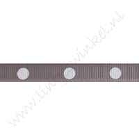 Ripsband Punkte Groß 10mm - Dunkel Grau Weiß