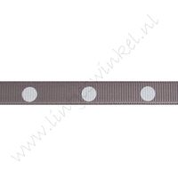 Ripsband Punkte Groß 10mm - Dunkel Grau Weiß