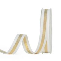 Metallic grosgrain lint 10mm - Streep Roomwit Goud (000)