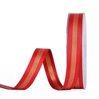 Metallic grosgrain lint 10mm - Streep Rood Goud (250)