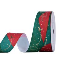 Ripsband Weihnachten 25mm - We Wish You a Merry Christmas Rentier Rot Grün Gold