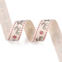 Katoenlint 16mm - Rendier Creme Taupe Rood (Rol van 1,8 Meter)