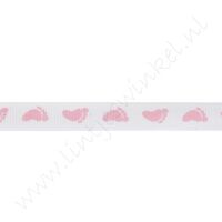 Baby lint 10mm - Voetjes Roze