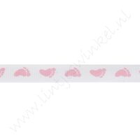 Baby Ripsband 10mm - Füße Rosa