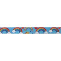Lint met print 10mm - Regenboog Aqua