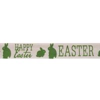 Katoenlint 16mm - Pasen Happy Easter Groen