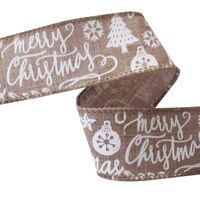 Lint met Draad 38mm - Merry Christmas Jute Naturel