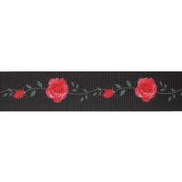 Lint bloemen 22mm - Rozen Zwart Rood Groen