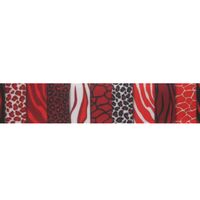 Ripsband Aufdruck 22mm - Zebra Giraffe Panther Rot Weiß Schwarz