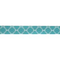 Lint met print 10mm - Aqua Turquoise Motief