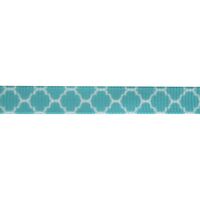 Lint met print 10mm - Aqua Turquoise Motief