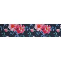 Satijnlint bloemen 25mm - Marine Roze Mat