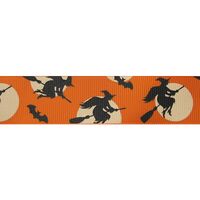 Lint Herfst Halloween 25mm - Halloween Heks Oranje Zwart