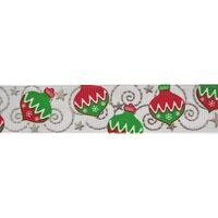 Kerstlint 22mm - Kerst Ballen Slingers Wit Rood Groen Zilver Glitter