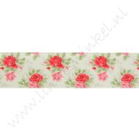 Lint bloemen 22mm - Rozen Groen Rood