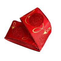 Lint met Draad 63mm - Rood Glitter Goud Kerstbal Ster (Rol van 3 Meter)