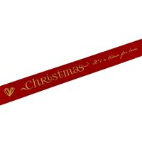 Kerstlint Satijn 25mm - Merry Christmas It's time for Love - Heart Rood