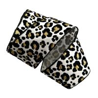Lint met Draad 63mm - Satijn Luipaard Panter Wit Zwart Fluweel Goud Glitter (Rol van 3 Meter)