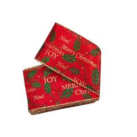 Lint met Draad 63mm - Kerstlint Satijn Merry Christmas Hulst Blaadjes Rood Groen Goud Glitter (Rol van 3 Meter)