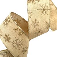 Lint met Draad 63mm - Linnen Weefband Sneeuwvlokken Goud Zilver Glitter (Rol van 3 Meter)