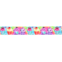 Lint met print 22mm - Cupcakes Kleurrijk Regenboog