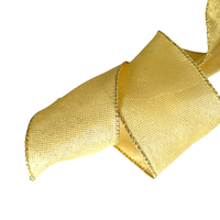 Band mit Drahtkante 63mm - Webband Hell Gold Glanz Glitzer Rand (Rolle 3 Meter)