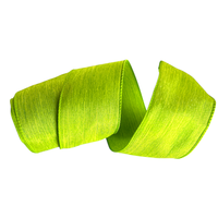 Band mit Drahtkante 63mm - Webband Leinen Uni Lime Grün Akzentstreifen (Rolle 3 Meter)