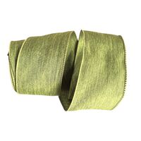 Band mit Drahtkante 63mm - Webband Leinen Uni Apfel Grün Akzentstreifen (Rolle 3 Meter)