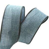 Lint met Draad 38mm - Weefband Linnen Look Antiek Blauw (Rol van 3 Meter)