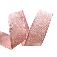 Band mit Drahtkante 38mm - Webband Jute Burlap Look Hell Rosa (Rolle 3 Meter)