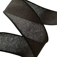 Band mit Drahtkante 38mm - Webband Jute Burlap Look Schwarz (Rolle 3 Meter)